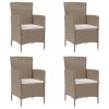 Patio Chairs with Cushions 4 pcs Poly Rattan Beige