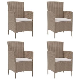 Patio Chairs with Cushions 4 pcs Poly Rattan Beige