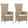 Patio Chairs 2 pcs with Cushions Poly Rattan Beige