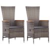 Patio Chairs 2 pcs with Cushions Poly Rattan Gray
