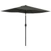 Outsunny 6.5' x 10' Rectangular Market Umbrella, Patio Outdoor Table Umbrella with Crank and Push Button Tilt, Dark Gray