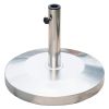 Outsunny 55lb Round Stainless Steel Outdoor Patio Umbrella Stand Base with Heavy Cement Bottom & Mirror Finish