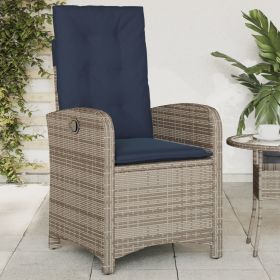 Reclining Patio Chair with Cushions Gray Poly Rattan