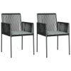 Patio Chairs with Cushions 2 pcs Black 21.3"x23.8"x32.9" Poly Rattan