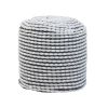 River Water Resistant Handcrafted Cylindrical Pouf, White