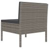 Patio Chairs 3 pcs with Cushions Poly Rattan Gray