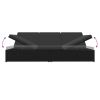 Convertible Sun Bed with Cushions Poly Rattan Black
