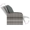 Patio Reclining Chair with Cushions Gray Poly Rattan