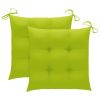 Patio Chairs with Bright Green Cushions 2 pcs Solid Teak Wood