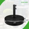 75.3 lbs. Fillable Capacity HDPE Plastic Market Patio Umbrella Base in Black
