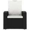 Patio Reclining Chair with Cushions Black Poly Rattan