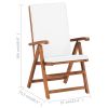 Reclining Patio Chairs with Cushions 2 pcs Solid Teak Wood Cream