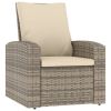 Patio Reclining Chair with Cushions Light Brown Poly Rattan