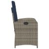Reclining Patio Chair with Cushions Gray Poly Rattan