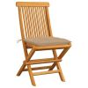 Patio Chairs with Beige Cushions 2 pcs Solid Teak Wood