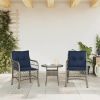 Patio Chairs with Cushions 2 pcs Gray Poly Rattan