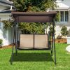 2-Person Patio Swing with Adjustable Canopy and 2 Storage Pocket
