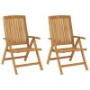 Reclining Patio Chairs with Cushions 2 pcs Solid Wood Teak