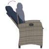 Reclining Patio Chairs 2 pcs with Cushions Gray Poly Rattan