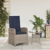Reclining Patio Chair with Cushions Gray Poly Rattan