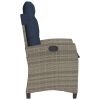 Reclining Patio Chairs 2 pcs with Cushions Gray Poly Rattan