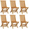 Patio Chairs with Beige Cushions 6 pcs Solid Teak Wood