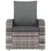 Patio Reclining Chair with Cushions Gray Poly Rattan