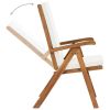 Reclining Patio Chairs with Cushions 2 pcs Solid Teak Wood Cream