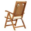 Reclining Patio Chairs with Cushions 2 pcs Solid Teak Wood Cream