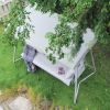 Outdoor Patio 3 seaters Metal Swing Chair Swing bed with Cushion and Adjustable Canopy Champagne Color