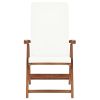 Reclining Patio Chairs with Cushions 2 pcs Solid Teak Wood Cream