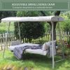 Outdoor Patio 3 seaters Metal Swing Chair Swing bed with Cushion and Adjustable Canopy Champagne Color