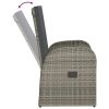 Reclining Patio Chairs 2 pcs with Cushions Poly Rattan Gray