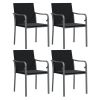 Patio Chairs with Cushions 4 pcs Black 22"x23.2"x33.1" Poly Rattan