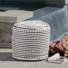 River Water Resistant Handcrafted Cylindrical Pouf, White