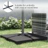 Outsunny 4 Pieces Cantilever Patio Umbrella Base, Outdoor Offset Umbrella Weights, 176 lbs Capacity Water or 264 lbs Capacity Sand Plates Set, Black