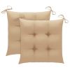 Patio Chairs with Beige Cushions 2 pcs Solid Teak Wood