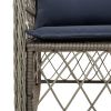 Patio Chairs with Cushions 2 pcs Gray Poly Rattan
