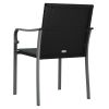 Patio Chairs with Cushions 4 pcs Black 22"x23.2"x33.1" Poly Rattan