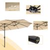 15x9ft Large Double-Sided Rectangular Outdoor Steel Twin Patio Market Umbrella w/Crank- tan YK