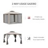 Outsunny 9.6' x 9.6' Patio Gazebo, Outdoor Canopy Shelter with 2-Tier Roof and Netting, Steel Frame for Garden, Lawn, Backyard, and Deck, Taupe