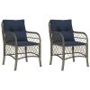 Patio Chairs with Cushions 2 pcs Gray Poly Rattan