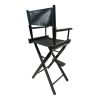 Casual Home Director's Chair, Black Frame/Black Canvas,Suitable for adults, foldable style, 2pcs/set populus