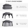 Outsunny 10' x 13' Patio Gazebo, Outdoor Gazebo Canopy Shelter with Netting, Vented Roof, Steel Frame for Garden, Lawn, Backyard, and Deck, Dark Gray