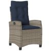 Reclining Patio Chairs 2 pcs with Cushions Gray Poly Rattan