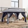 Outsunny 10' x 13' Patio Gazebo, Outdoor Gazebo Canopy Shelter with Netting, Vented Roof, Steel Frame for Garden, Lawn, Backyard, and Deck, Dark Gray