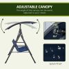 Outsunny 3-Person Porch Swing Bench with Stand & Adjustable Canopy, Armrests, Steel Frame for Outdoor, Garden, Patio, Porch & Poolside, Dark Blue