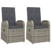 Reclining Patio Chairs 2 pcs with Cushions Poly Rattan Gray