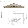 9Ft 3-Tiers 24LEDS Patio Umbrella Khaki