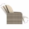 Patio Reclining Chair with Cushions Light Brown Poly Rattan